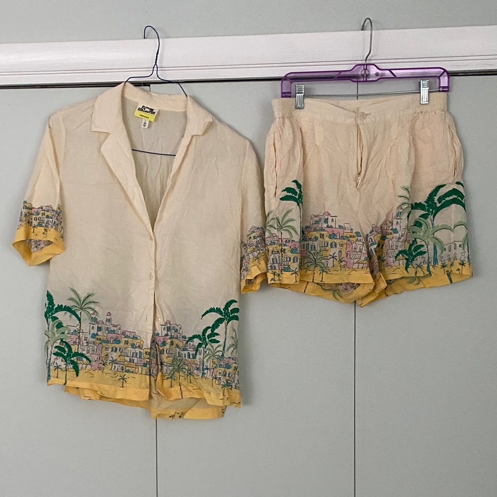 Future Collective Jenee Naylor Tropical Print Shirt and Shorts Set small